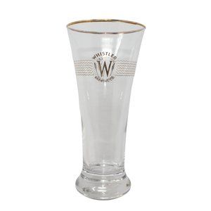 Vintage Whistler Brewing Co Beer Pilsner Glass Gold Rim 8" Tall Canada